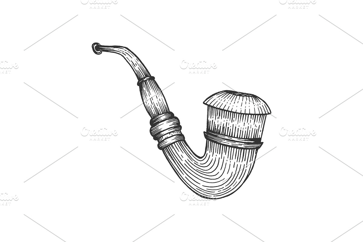 Smoking pipe sketch engraving vector in Illustrations - product preview 8