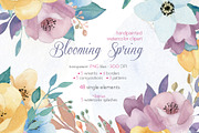 Blooming Spring Watercolor Flowers