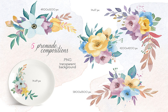 Blooming Spring Watercolor Flowers in Illustrations - product preview 1