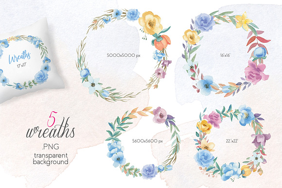 Blooming Spring Watercolor Flowers in Illustrations - product preview 3