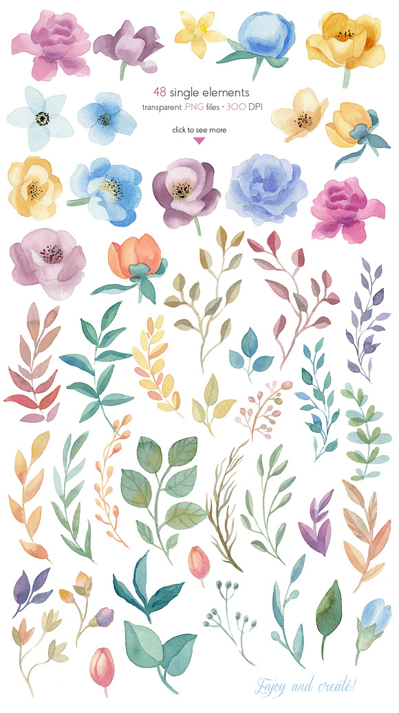 Blooming Spring Watercolor Flowers in Illustrations - product preview 4