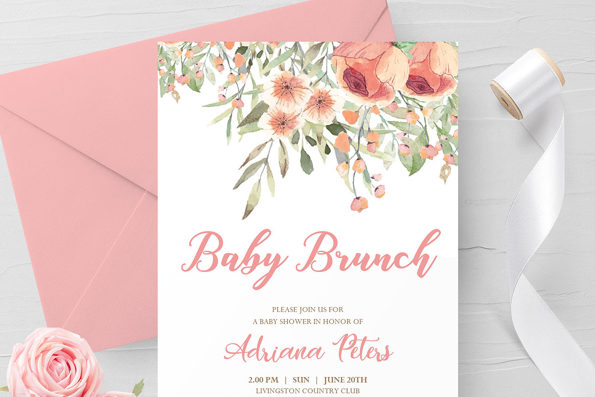 EDITABLE Invitation, Baby Brunch in Card Templates - product preview 8
