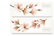 Nature spring banners with magnolia