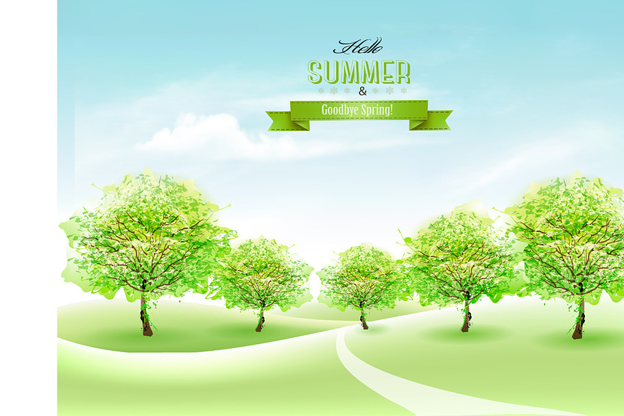 Nature summer countryside landscape in Illustrations - product preview 8