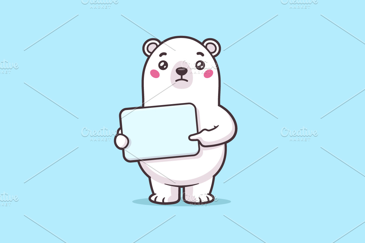 Polar Bear with Sign in Illustrations - product preview 8
