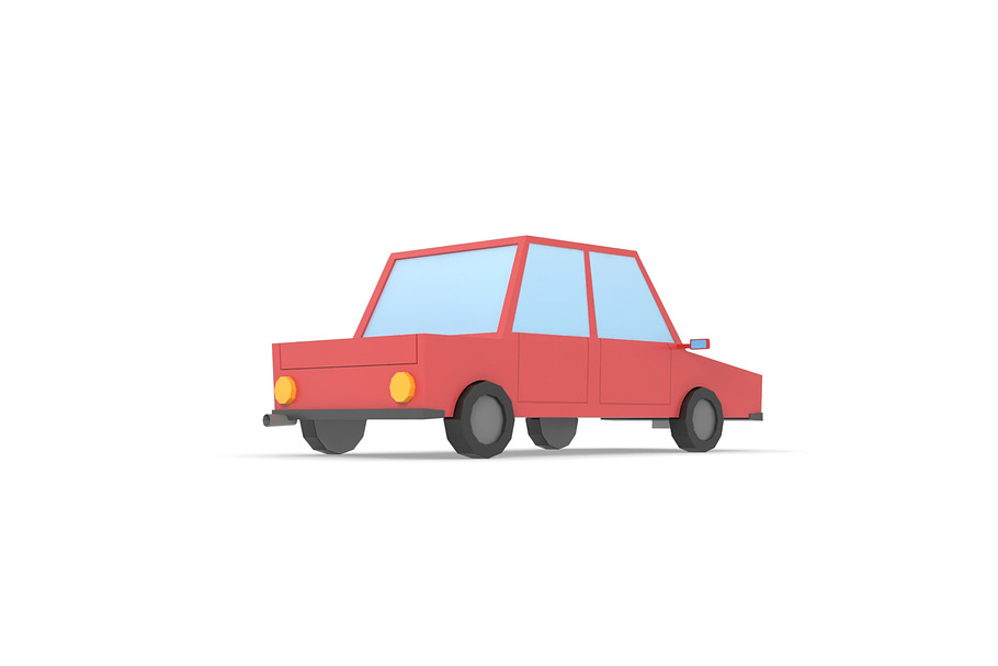 Car Low Poly simple cartoon in Vehicles - product preview 3