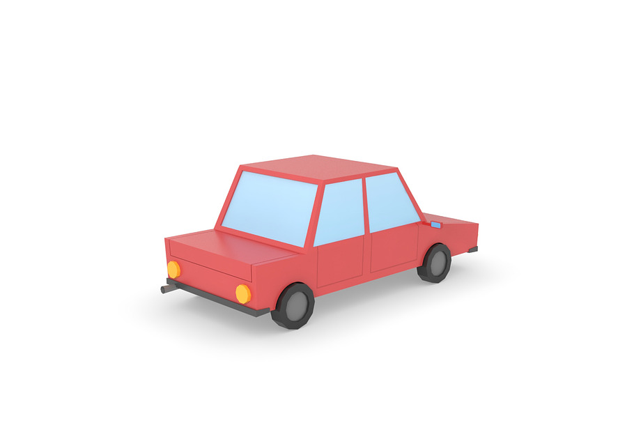 Car Low Poly simple cartoon in Vehicles - product preview 4