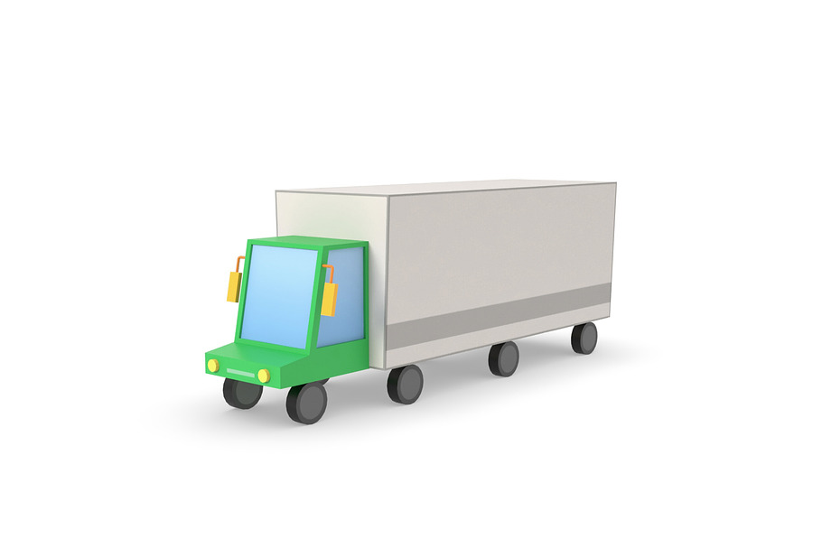 Truck lorry vehicle low poly simple in Vehicles - product preview 1