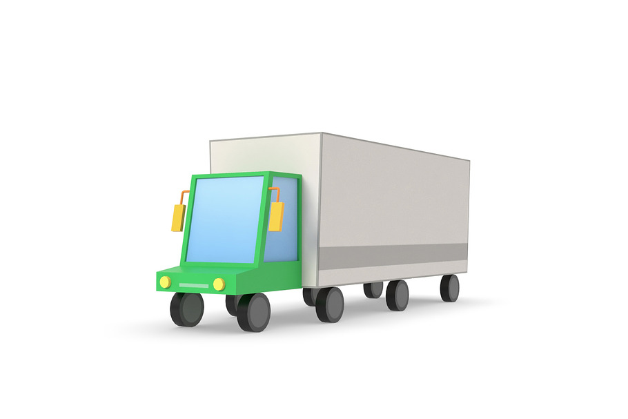 Truck lorry vehicle low poly simple in Vehicles - product preview 2