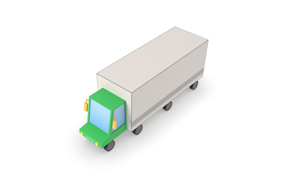 Truck lorry vehicle low poly simple in Vehicles - product preview 5