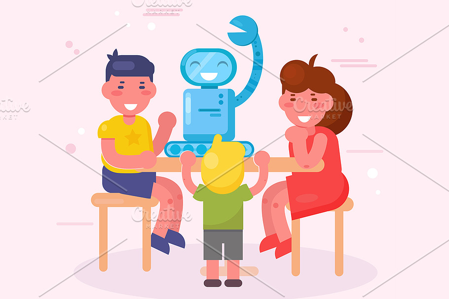 Kids and robot