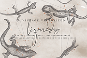 VintageVectorized-Lizards Clipart