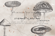 VintageVectorized-Mushroom Clipart
