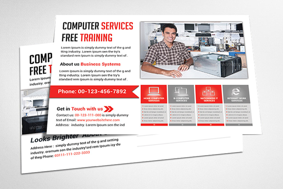 Computer Repair Postcard Templates in Postcard Templates - product preview 8