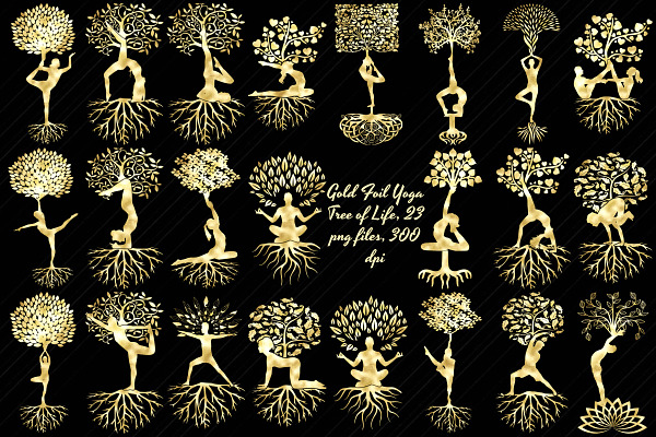 Gold Foil Yoga Tree of Life