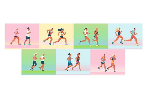 Marathon race illustrations