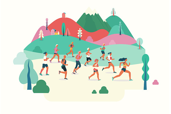Marathon race illustrations in Illustrations - product preview 1
