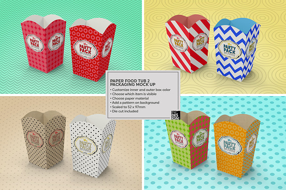 Paper Food Tub Packaging Mockup in Branding Mockups - product preview 1