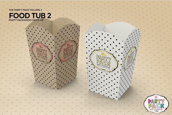 Paper Food Tub Packaging Mockup in Branding Mockups - product preview 3