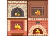 Fireplaces Made of Wood and Stone