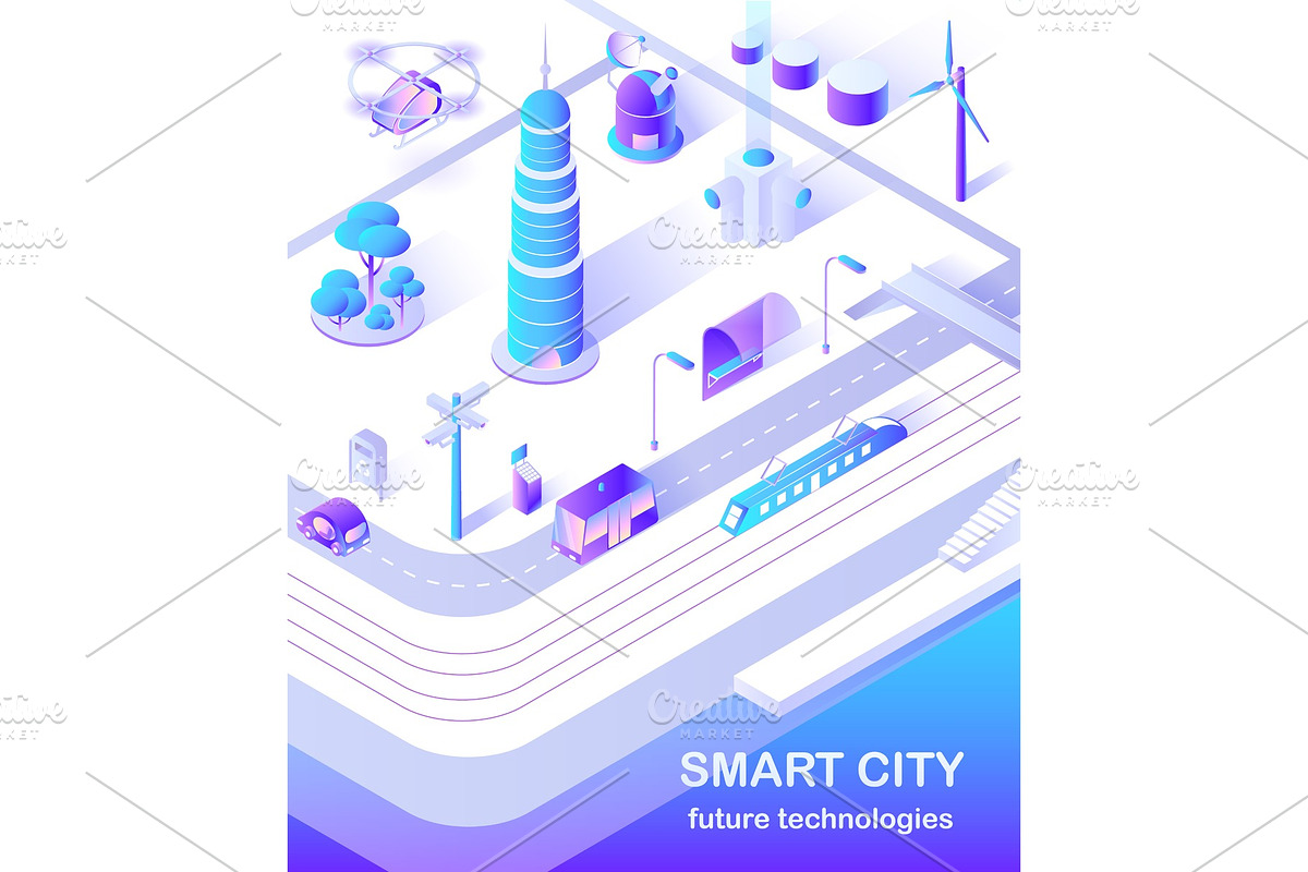 Smart City Skyscraper and Public Bus in Illustrations - product preview 8
