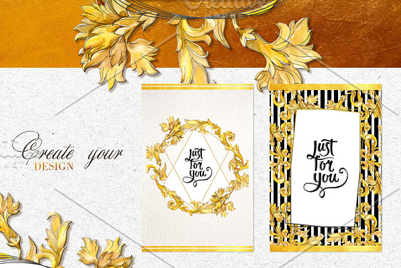 Gold monograms Watercolor png in Illustrations - product preview 1