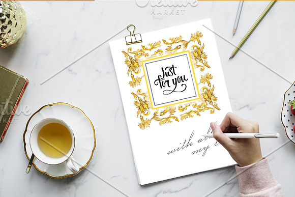 Gold monograms Watercolor png in Illustrations - product preview 2
