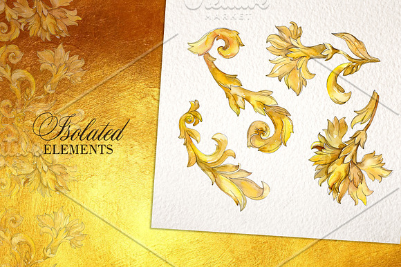Gold monograms Watercolor png in Illustrations - product preview 5