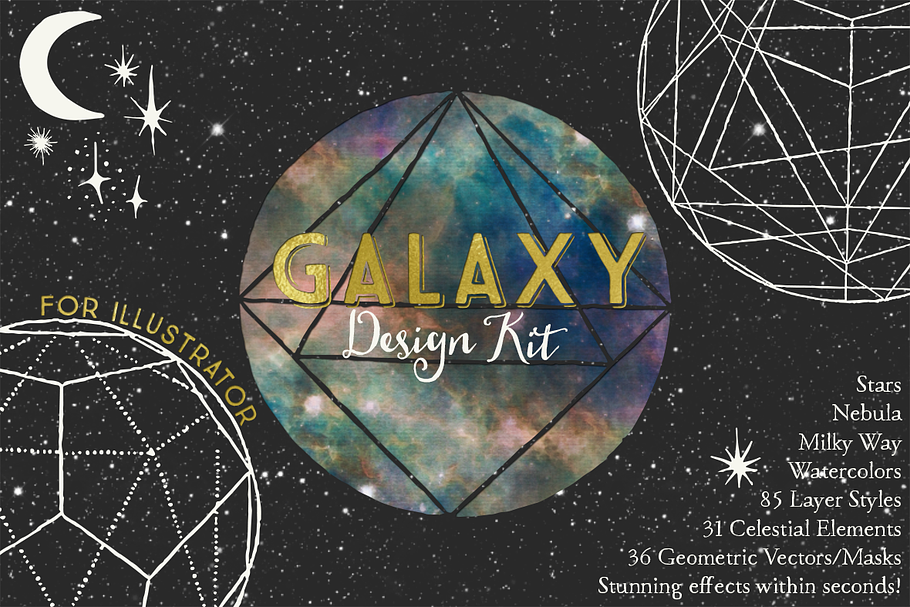 Galaxy Design Kit for Illustrator in Photoshop Color Palettes - product preview 8