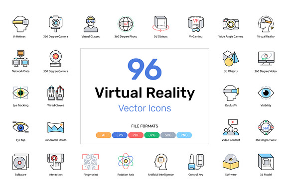 96 Virtual Reality Vector Icons in Camera Icons - product preview 2