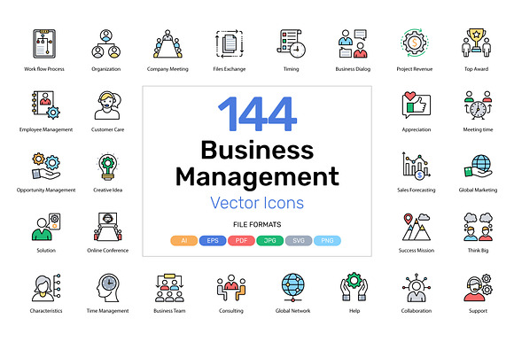 144 Business Management Icons in Icons - product preview 4