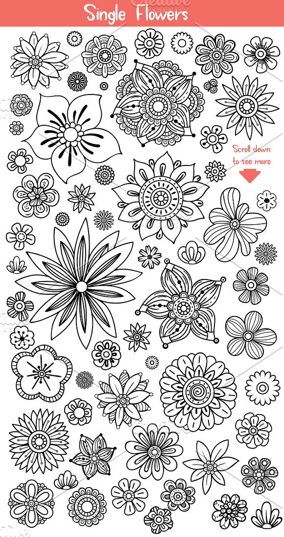 Floral Doodles Collection in Illustrations - product preview 1
