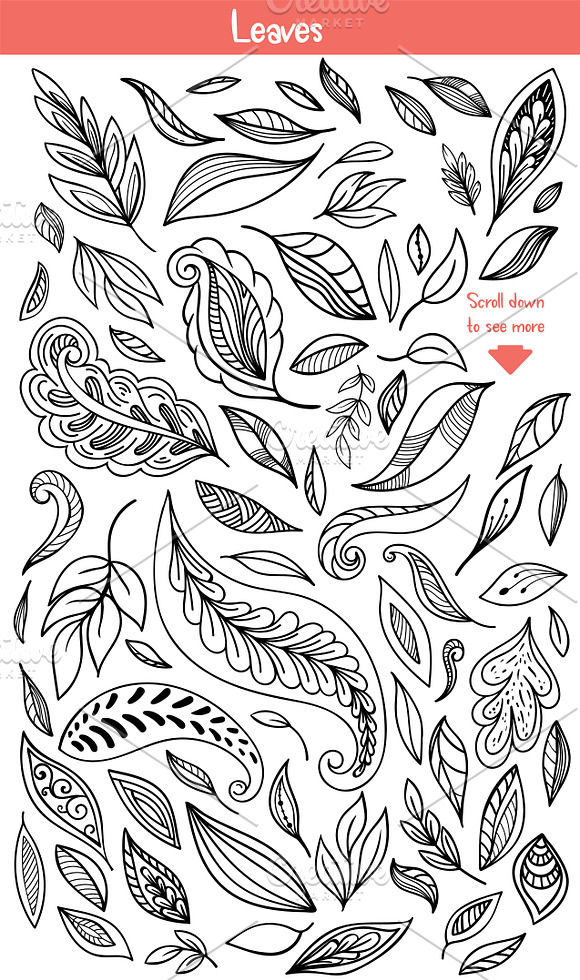 Floral Doodles Collection in Illustrations - product preview 2