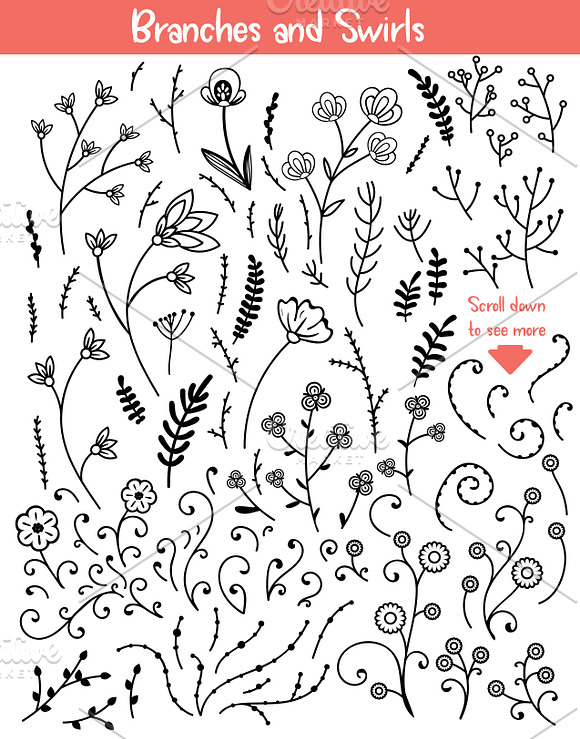 Floral Doodles Collection in Illustrations - product preview 3