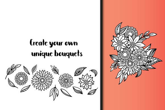 Floral Doodles Collection in Illustrations - product preview 6