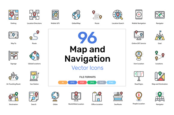 96 Map and Navigation Vector Icons in Icons - product preview 2