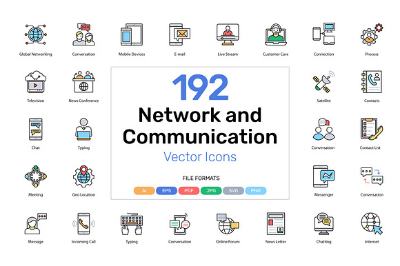 192 Network and Communication Icons in Icons - product preview 5