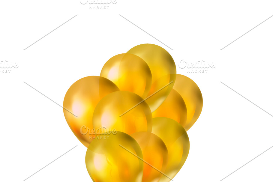 Bunch of luxury golden balloons in Objects - product preview 8