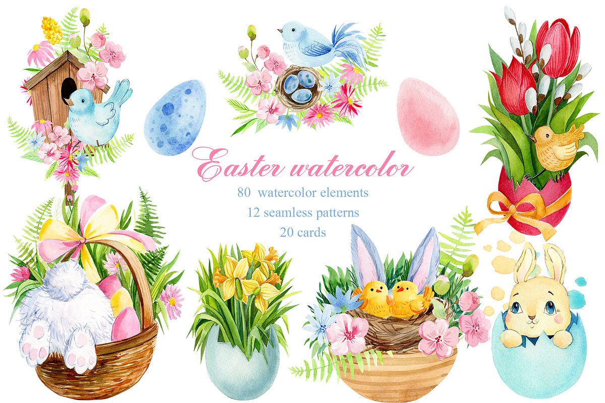 Easter watercolor in Illustrations - product preview 8
