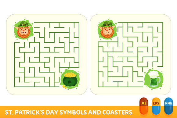 St. Patrick's Day Symbols & Coasters in Illustrations - product preview 1
