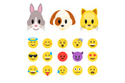 Vector animals and faces emoji
