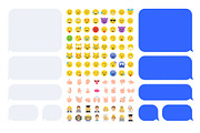 Message and emoji faces icon set