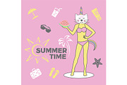 Summer Time. Cute illustration.