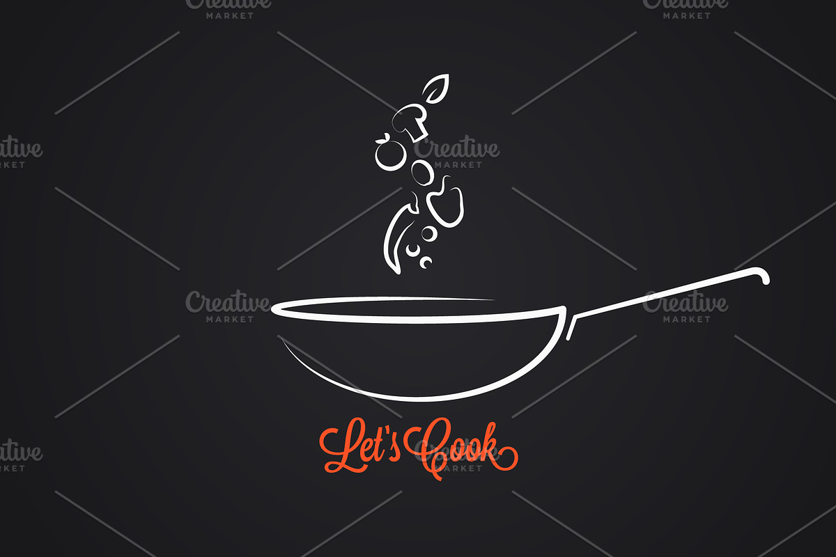 Frying pan with food ingredients in Illustrations - product preview 8