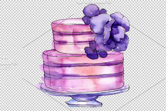 Cakes Yummy Watercolor png in Illustrations - product preview 1