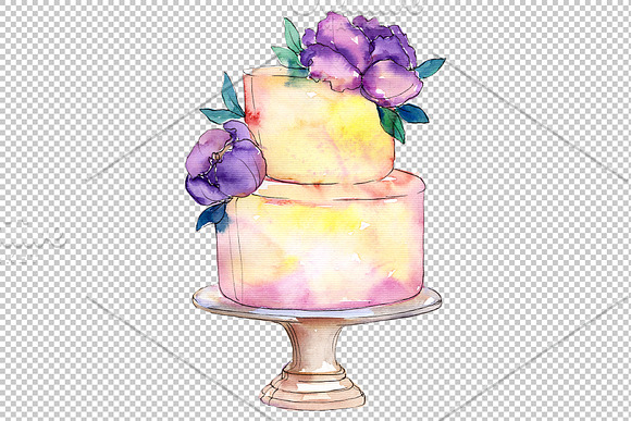 Cakes Yummy Watercolor png in Illustrations - product preview 3