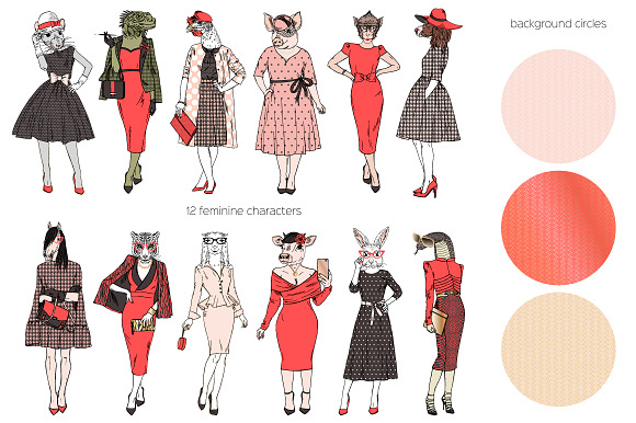 Feminine Chinese animal horoscope in Illustrations - product preview 1