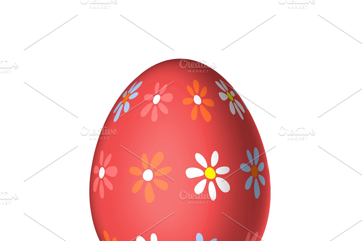 Easter egg with a flower pattern in Objects - product preview 8