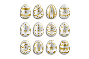 Easter White Eggs Set with Gold