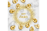 Happy Easter Greeting Card with Gold